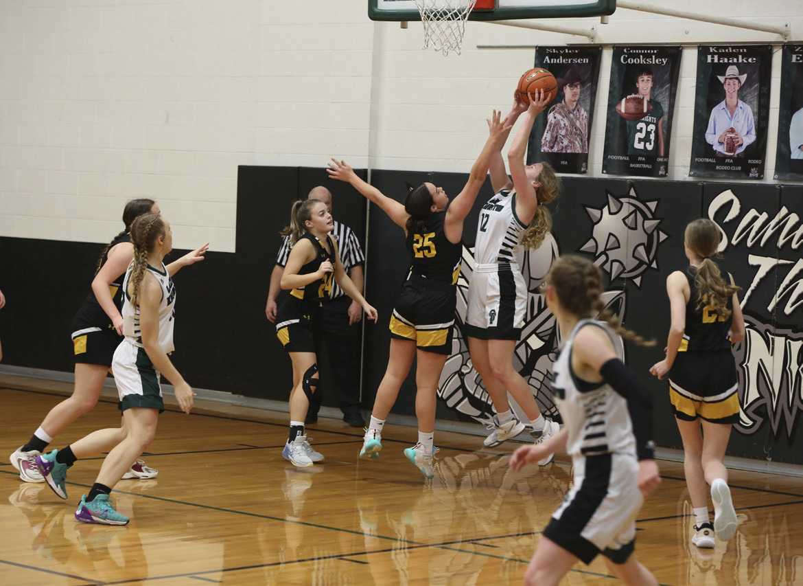 Mercedes Garner on defense in Thedford last Tuesday. Megan Andersen