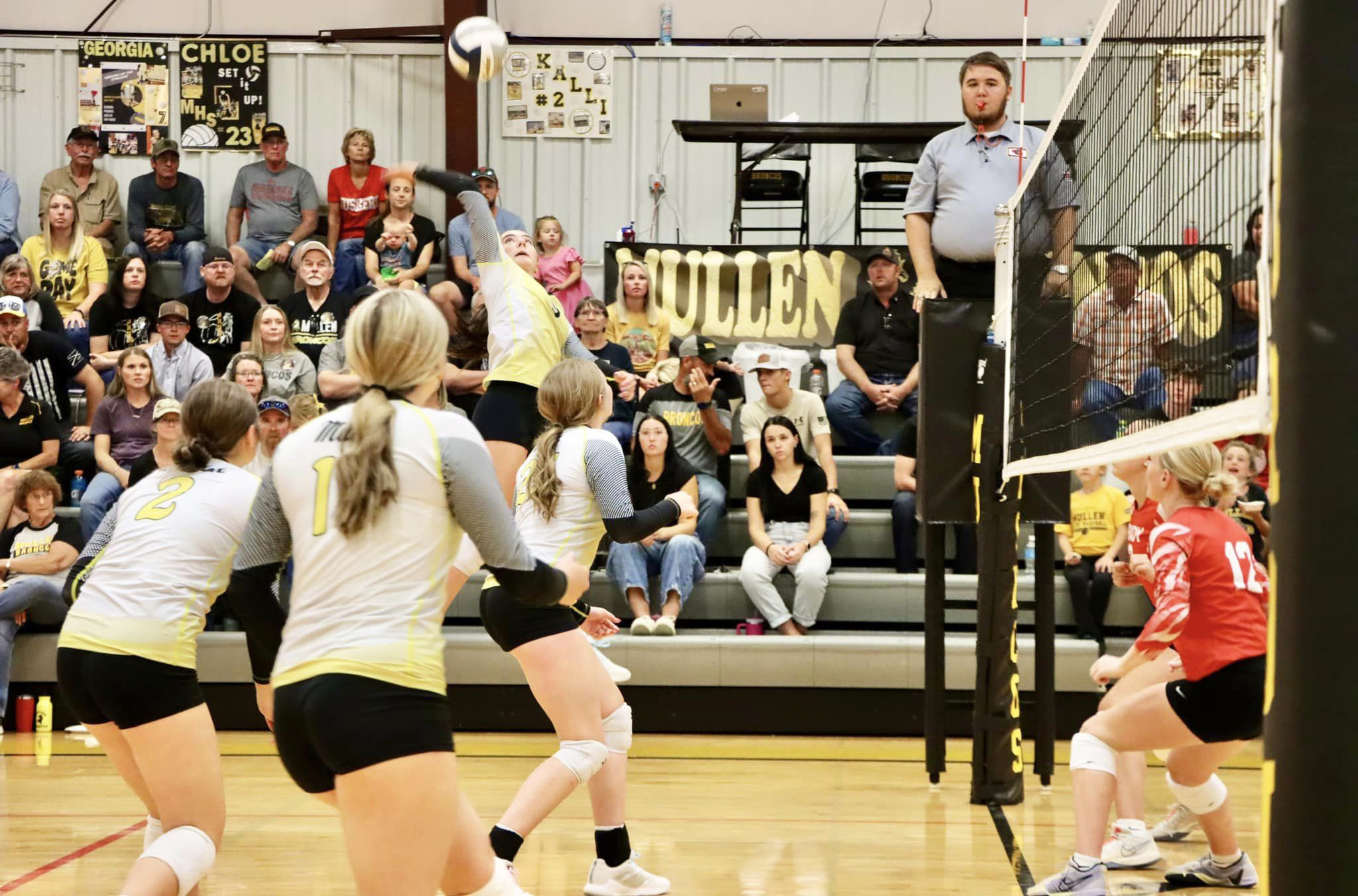Jenna Donohoe goes up for a kill in the Homecoming volleyball game last Friday. Sue Licking