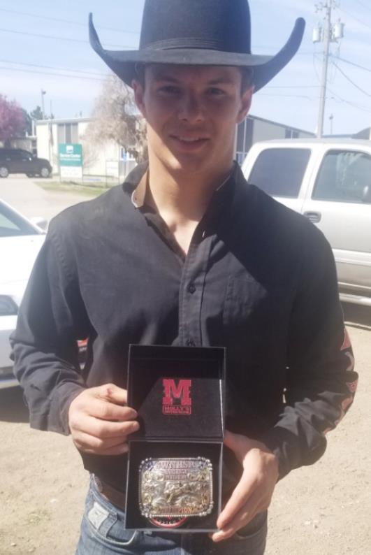 Spencer DeNaeyer won the bareback buckle in McCook last weekend. Martin DeNaeyer