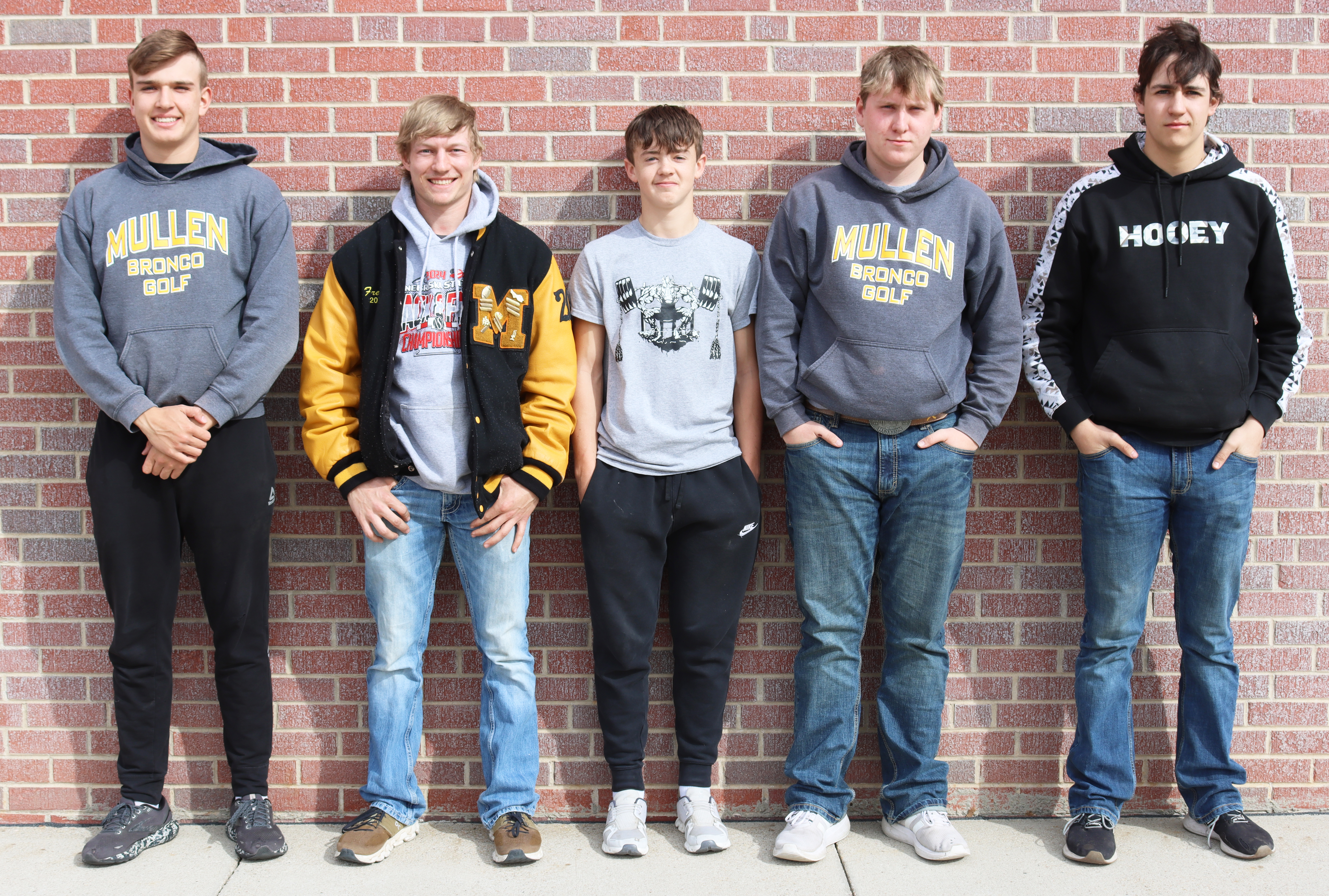 MHS boys golf team, l-r: Jacob Walker, Justin French, Ben Werner, Corben Kissire, Jarren Forsen.