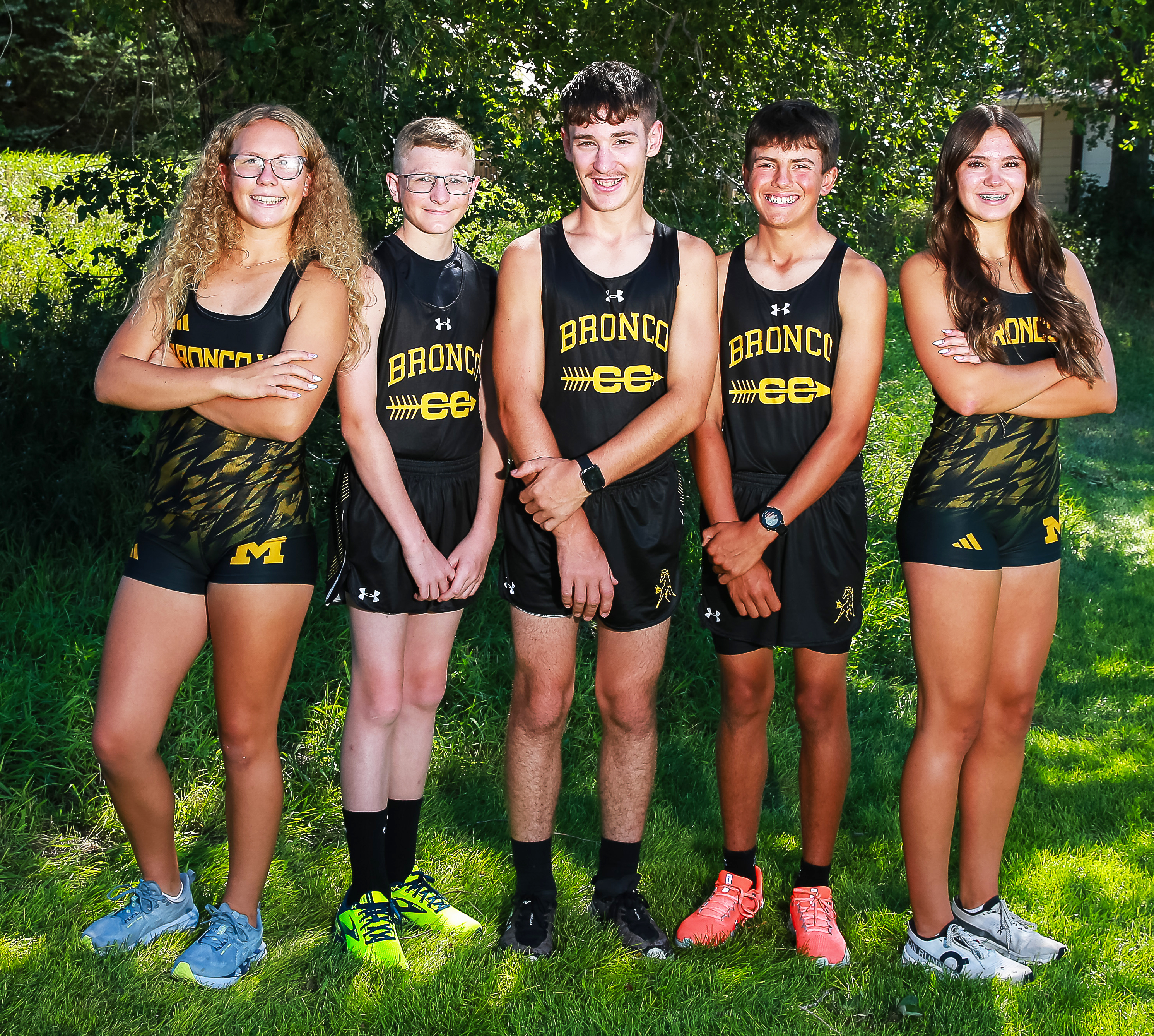 MHS cross country, l-r: Riley Hegland, Oakes Miller, Hunter Brown, Braylon Kuncl, Ady Hampton.