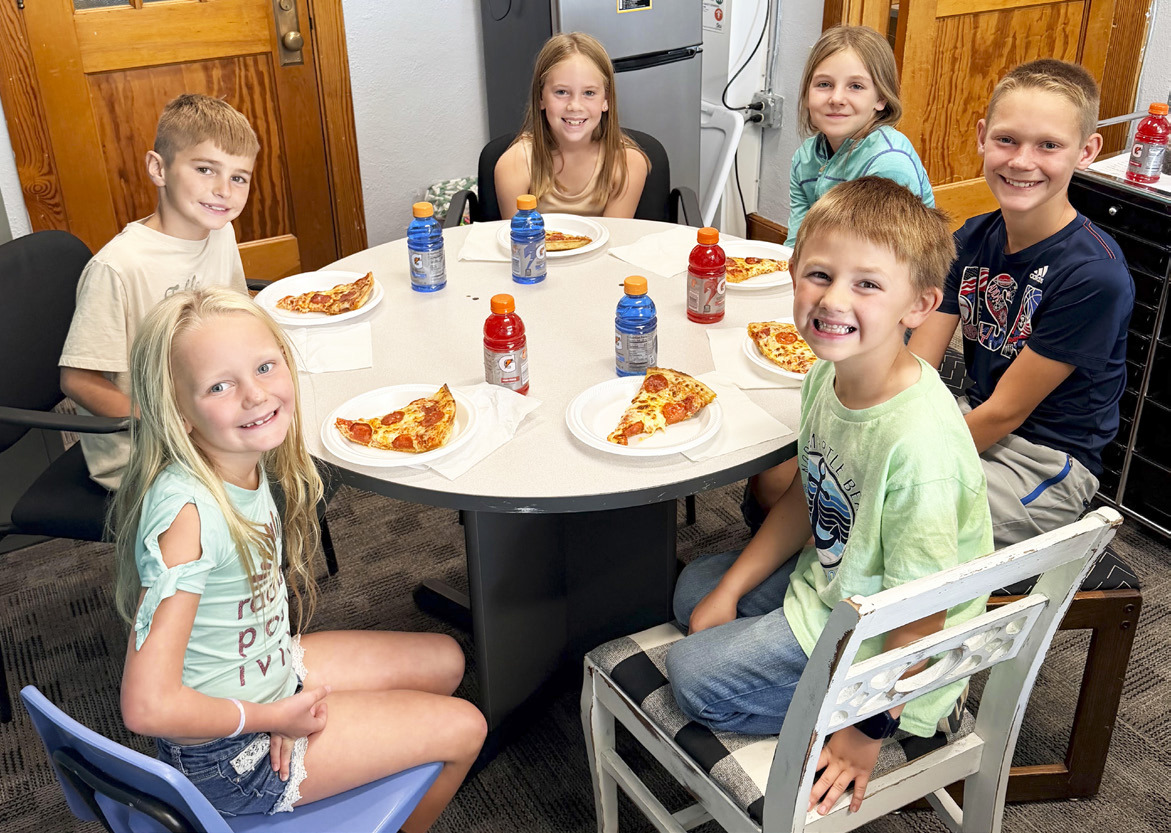 Pictured clockwise around the table from the top: Kinley Crisp, Eve Ericksen, Eli Barnes, Chasin McIntosh, Harper Barnes, Brogan Seeley. Brett Mauler