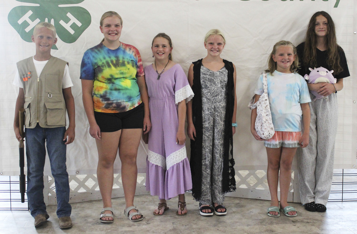4-H Style Revue participants are pictured after the public style revue last Wednesday, l-r: Teal Peterson, Maci Walz, Audrabell Werth, Ava Walz, Ella Walz, Ava Kvanvig. Gerri Peterson