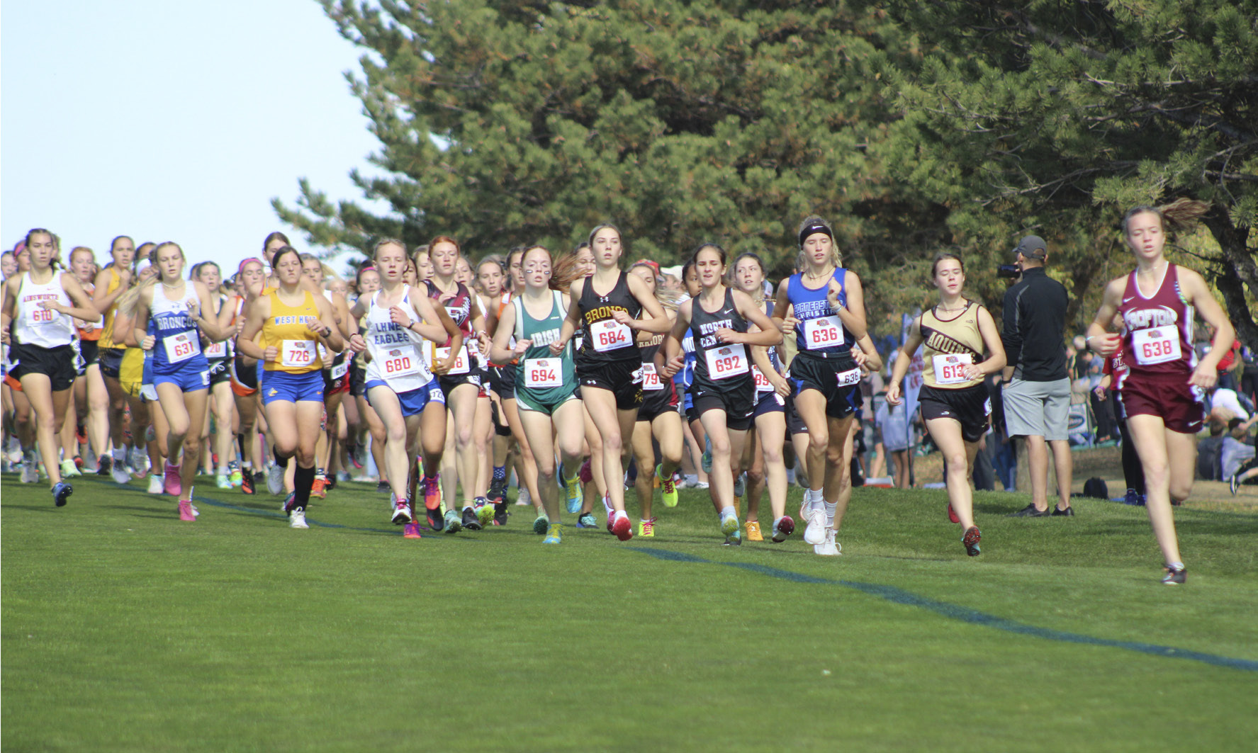 Peyton Paxton at the start of the Class D Girls State Cross Country. Alex Moore