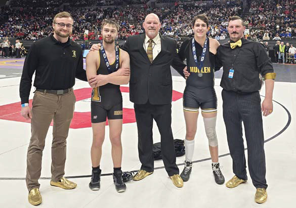 Coach Ty Kvanvig, Jacob Wingebach, Head Coach Russ Monette, Jarren Forsen, Coach Bo Pettit.