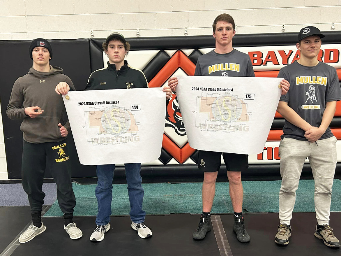 State Wrestling qualfiers, l-r: Cooper Walker, Jason Kraus, Chase Gracey, James Kessler. Nikki Gracey