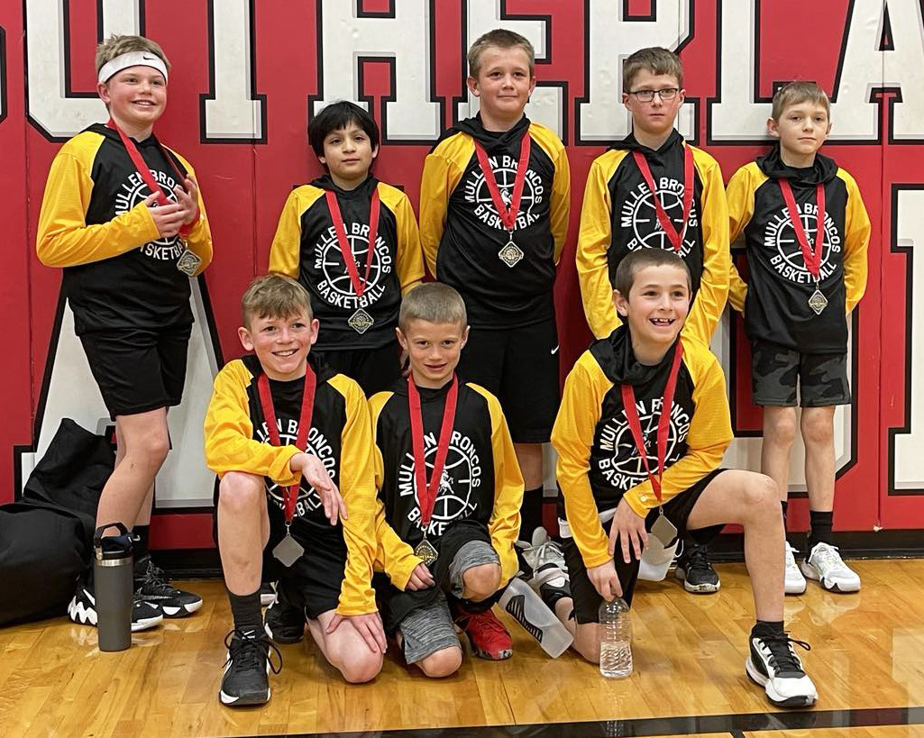 The 3rd/4th grade boys basketball team placed 2nd in the Sutherland tournament on Saturday, Jan. 13. They won against Perkins County 24-0, Med Valley 24-2, Lexington 18-4, Hershey 20-18 in sudden death in a second overtime and then lost to North Platte 14-26. They are pictured back, l-r: Jackson Newman, Lorenzo Gonzalez, Caleb Deibler, Cylas Dent, Kyler Marsh. Front: Duke Miller, Ryden Ourada, Tuff Pettit. Tami Miller