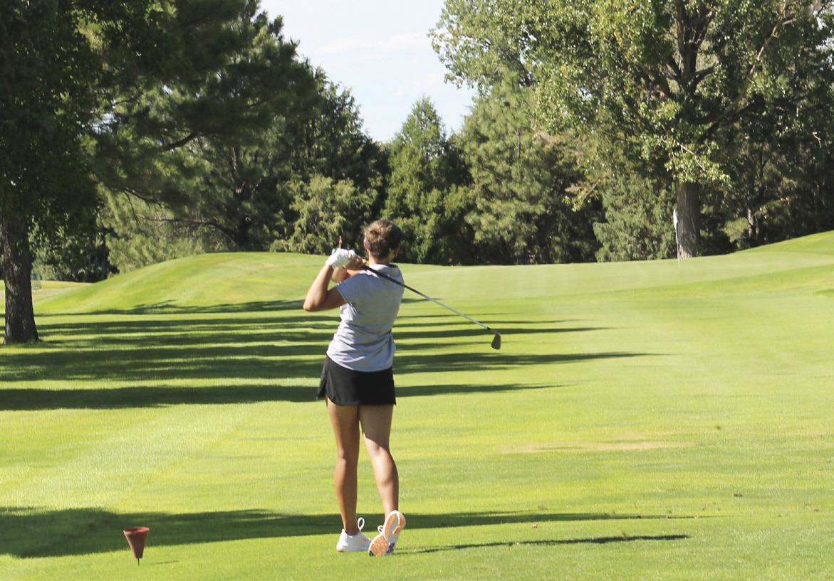 Austin Deibler tees off during the Chappell meet last week. Maci Walz