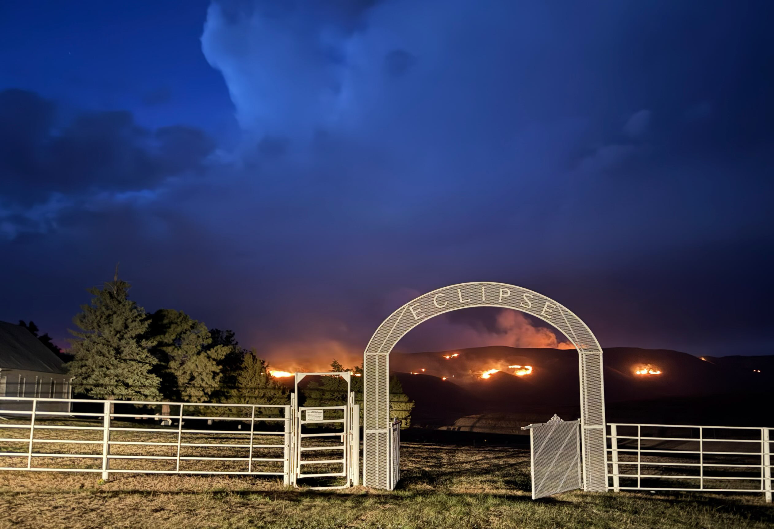 Jill Buchfinck took this photo last Friday night where she was among at least 10 other fire rigs sitting at the Eclipse Church in case the wind picked up and moved the fire closer. Jill Buchfinck