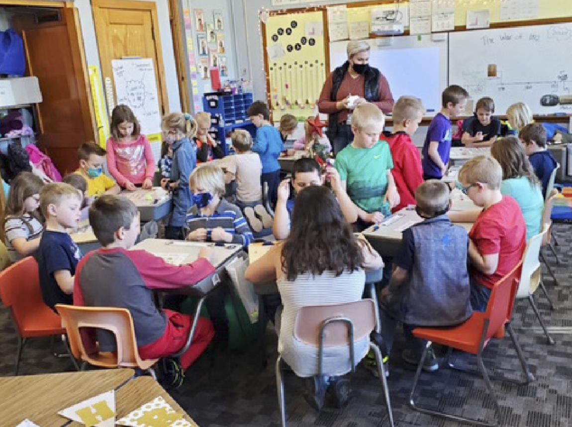 Santa Bingo with first, second graders
