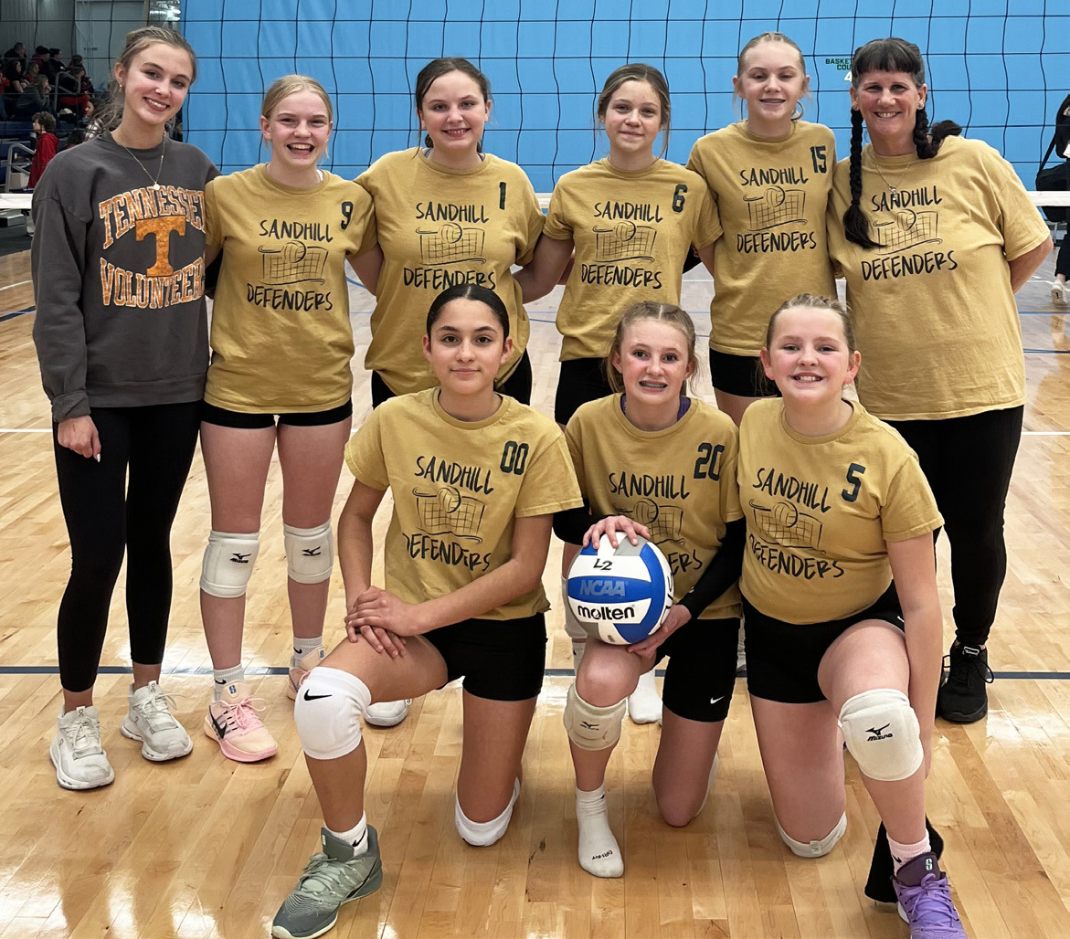 Pictured back, l-r: Helper Josie Morrow (Dunning), Ava Walz, Lilly Morrow (Dunning), Karsyn Shaw (Merna), Hadley Marsh, Coach Barb McIntosh. Front: Luciana Gonzalez, Skylar McConnell (Merna), Ella Walz. courtesy photo