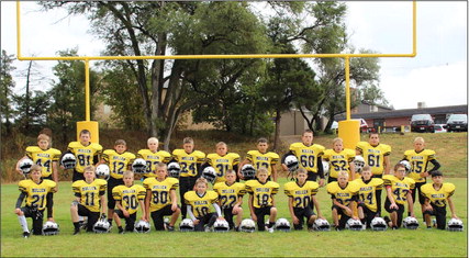 Grades 3-6 Mullen youth football teams are pictured back, l-r: Justin Kraus, Cort Cox, Colin Connealy, Jedd Kraus, Bronx Burney, Carson Hegland, Gunner Brown, Hayden Deibler, Collin Donohoe, Hunter Gray, Teal Peterson. Front: Cylas Dent, Jackson Newman, Ryden Ourada, Caleb Deibler, Tripp Jewell, Luke Cox, Kyler Marsh, Tuff Pettit, Weston Ourada, Duke Miller, Cooper Cash, Lorenzo Gonzalez. Gerri Peterson