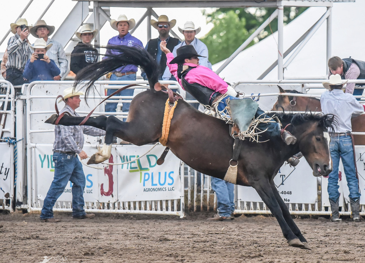 This is the third time for bareback rider Spencer DeNaeyer to compete at the Buffalo Bill Rodeo. Susan Hoover
