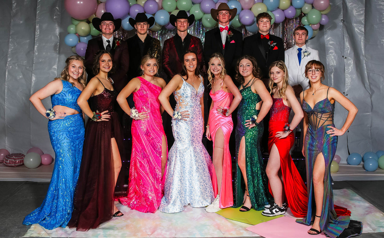 MHS seniors at Prom on Saturday, March 16, back l-r: Owen Thorberg, James Kessler, Chase Rundback, Chase Gracey, Ethan Hardin, Kyle Finney. Front: Samantha Cheever, Ashlyn Simonson, Lauren Schoonveld, Jadyn Andersen, Kierstin Pike, Corynn Corbin, Erika Massey, Malia Oltmer. Megan Andersen Photography