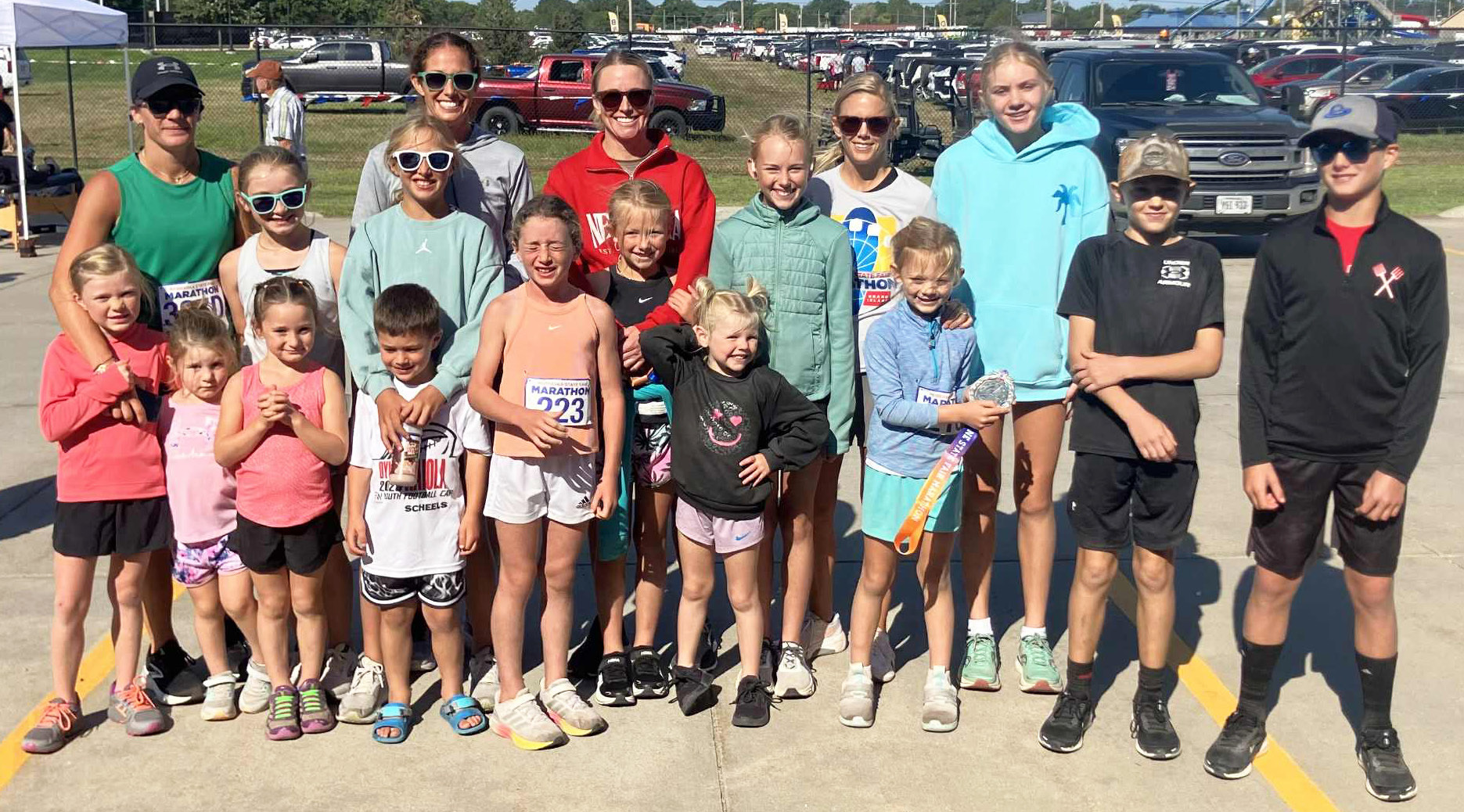 Mullen participants in the 1 Mile Race and Marathon Relay are pictured back, l-r: Callie Vinton, Avery Vinton, Emri Dent, Kay Dent, Leslie Lee, Fallon Lee, Ayden Lee, Tara Call, Hadley Marsh. Front: Meyer Vinton, Landry Vinton (support staff), Nicklin Vinton, Brek Dent (support staff), Dailie Dent, Collins Lee, Brystol Call, Kyler Marsh, Cylas Dent. courtesy photo