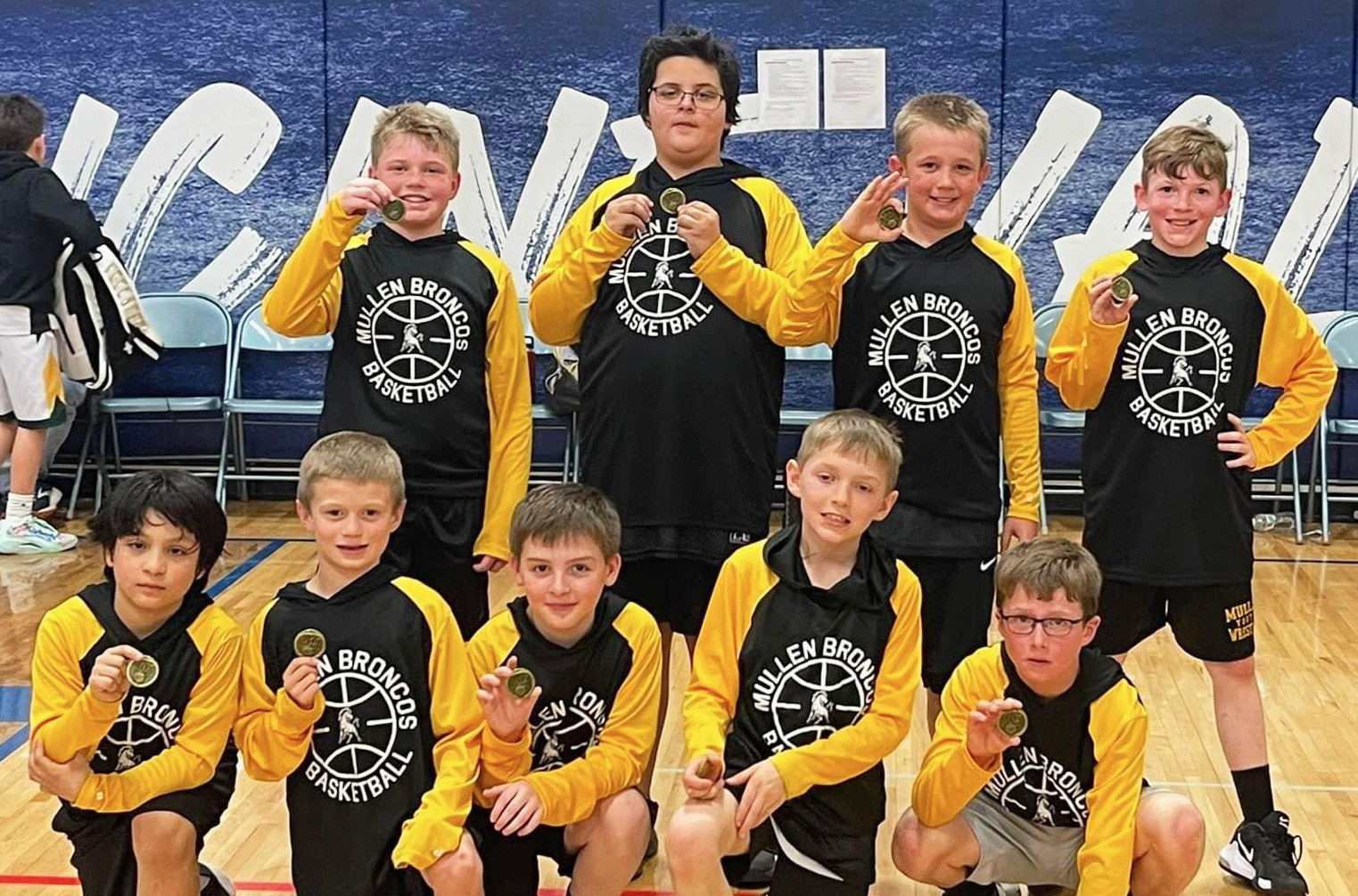 3rd/4th grade boys champs, defeating Medicine Valley, McCook Black and North Platte Elite, back l-r: Jackson Newman, Hunter Gray, Caleb Deibler, Duke Miller. Front: Lorenzo Gonzalez, Ryden Ourada, Zach Hicks, Kyler Marsh, Cylas Dent. Andrea Newman