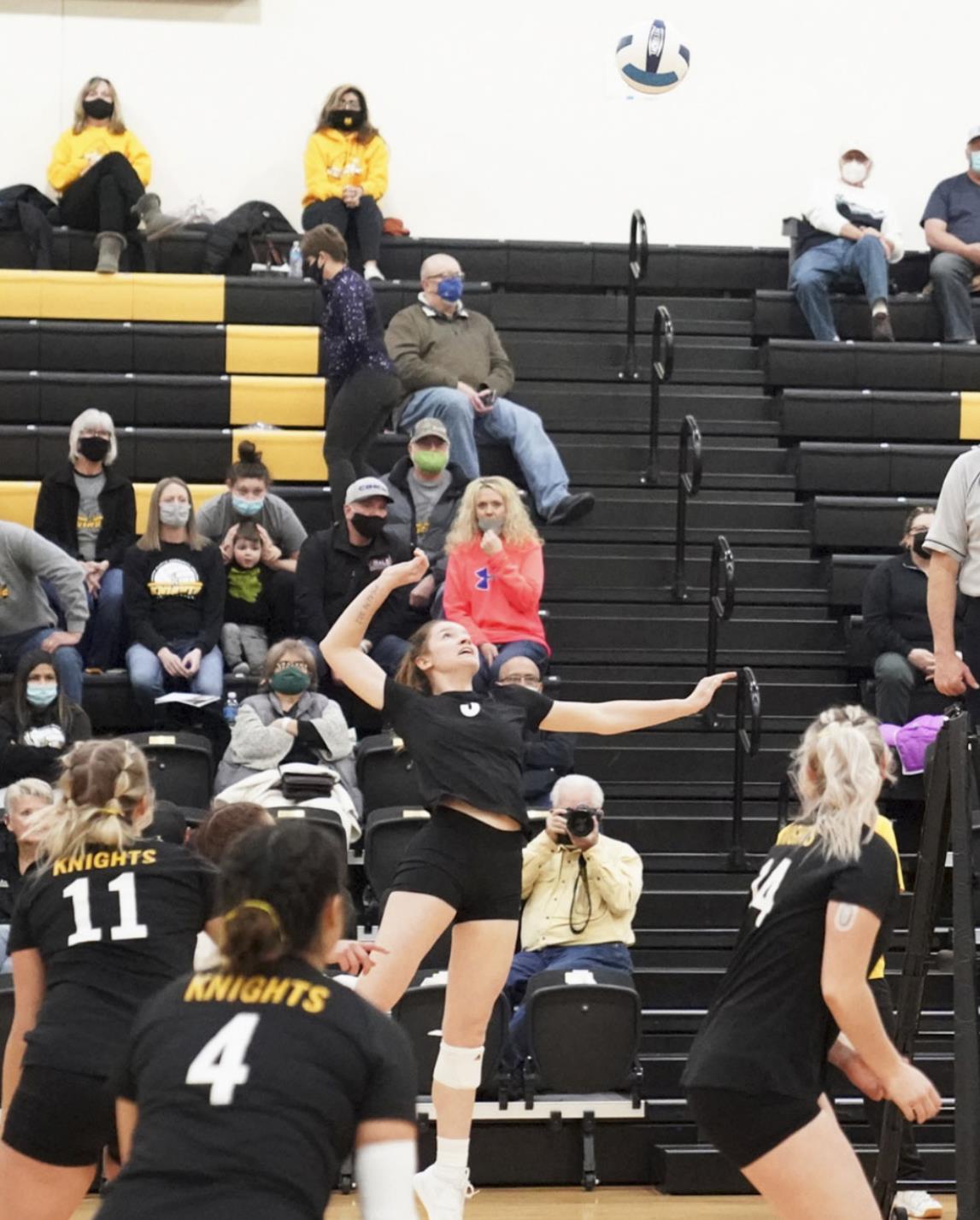 Alysen Daniels goes for a kill during a recent NPCC game. courtesy photo
