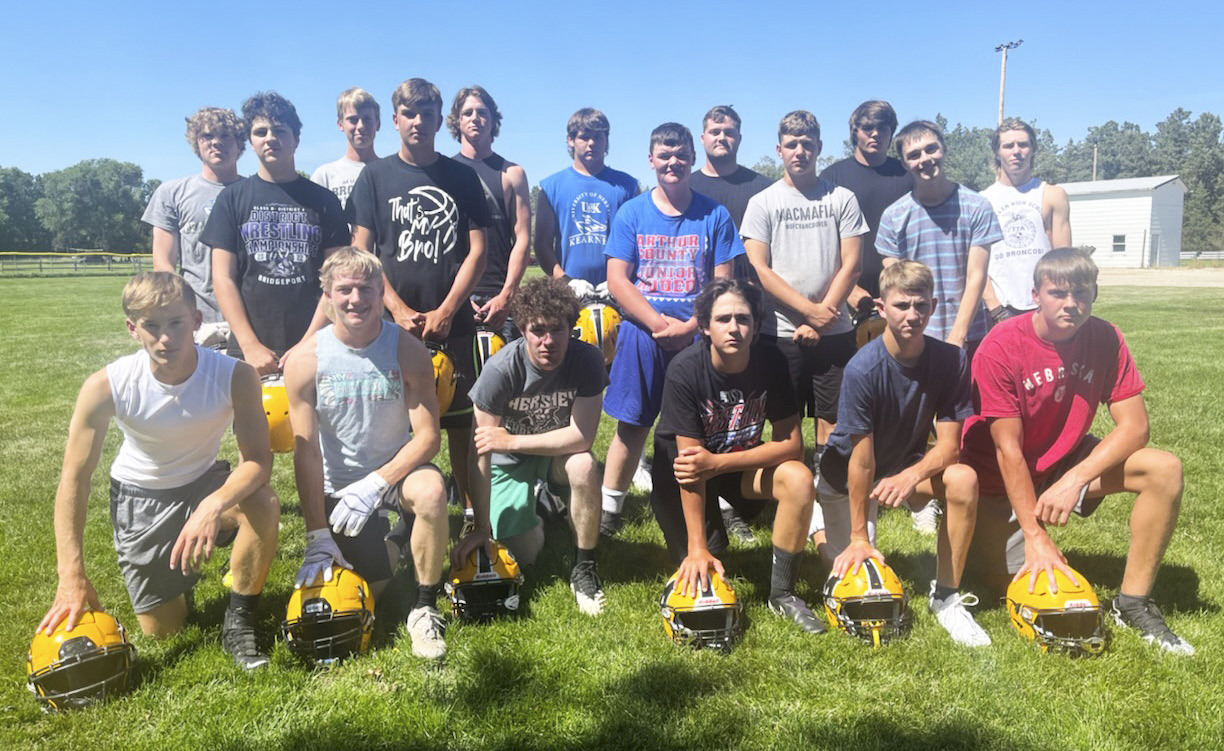 MHS football team, standing l-r: Ethan Hardin, Jaylon Forsen, Kaleb Moore, Jacob Walker, Chase Gracey, Deacon DeNaeyer, Owen Thorberg, Tel Kvanvig, James Kessler, Isaac Welch, Jacob Wingebach, Eli Paxton. Front: Alex Werner, Justin French, Luke Durfee, Jarren Forsen, Cayden Hampton, Tate Kvanvig. Gerri Peterson