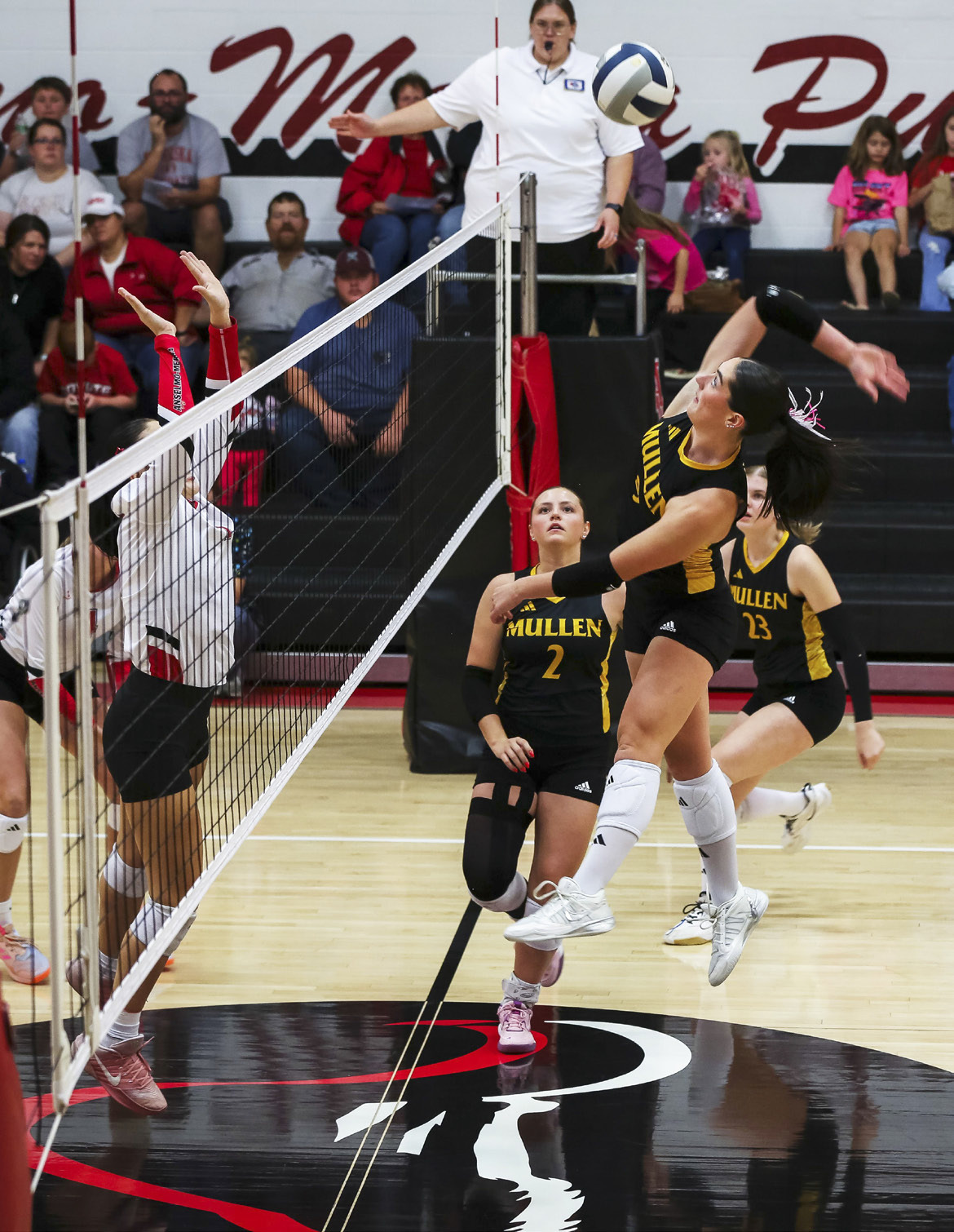 Jenna Donohoe goes for a kill at Merna last week. Megan Andersen