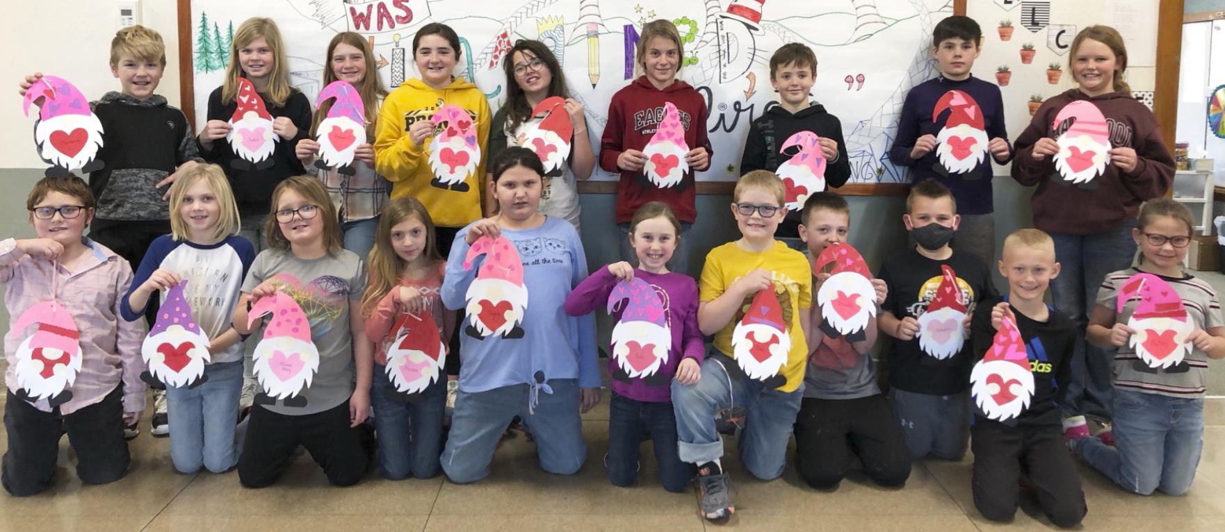 5th, 2nd grades make Valentine’s Day gnomes for rest home