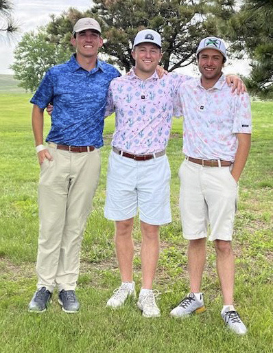 L-r: John Opela, JP Noonan and Dalton Zimmerman were the overall champions at the Mullen Golf Club tournament Sunday. courtesy photo