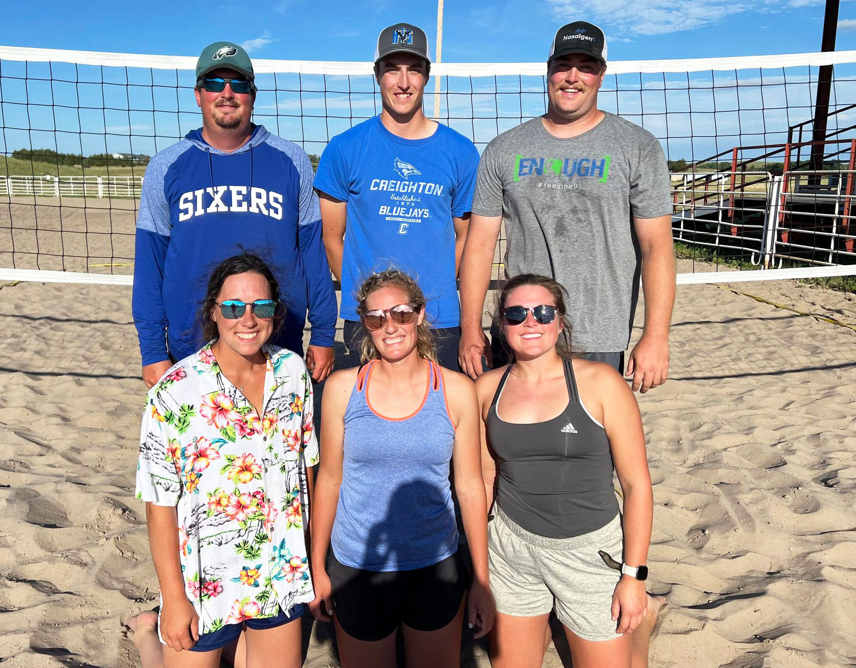 Winning Mullen’s Sand Volleyball Tournament on Sunday, Aug. 7 was this team consisting of, back, l-r: Adam Christen, Luke Christen, Joseph Christen. Front: Megan Christen, Sarah Mullins, Lauren Pavel. Jessica Polt