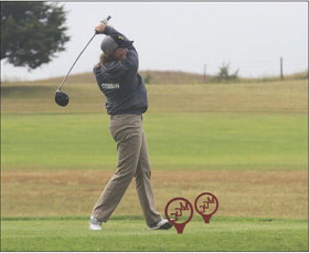 Corynn Corbin tees off on hole #2 at the Mullen Golf Course last Thursday during the Mullen Girls Golf Invite. Gerri Peterson