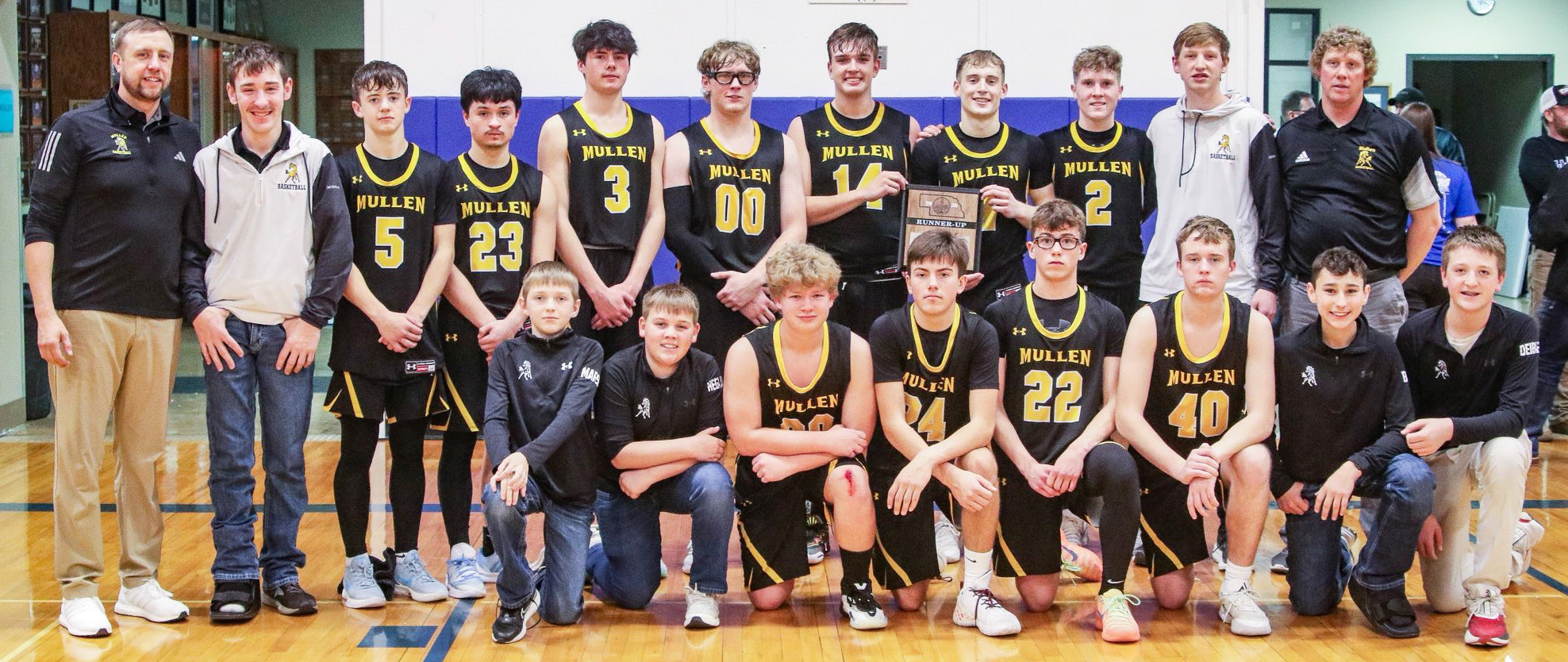 D2-2 District Runners-up, back l-r: Assistant Coach Darrick Hanks, Hunter Brown, Ben Werner, Nicholas Gonzalez, Cian Connealy, Daniel Wright, Jacob Walker, Alex Werner, Brandon Hardin, Jackson Vinton, Head Coach Brad Wright. Front: Student Managers Kyler Marsh and Carson Hegland, DJ Coetzee, Braylon Kuncl, Jack Coble, Hayden Morrison, Student Managers Gunner Brown and Hayden Deibler. Carolee Brown Photography