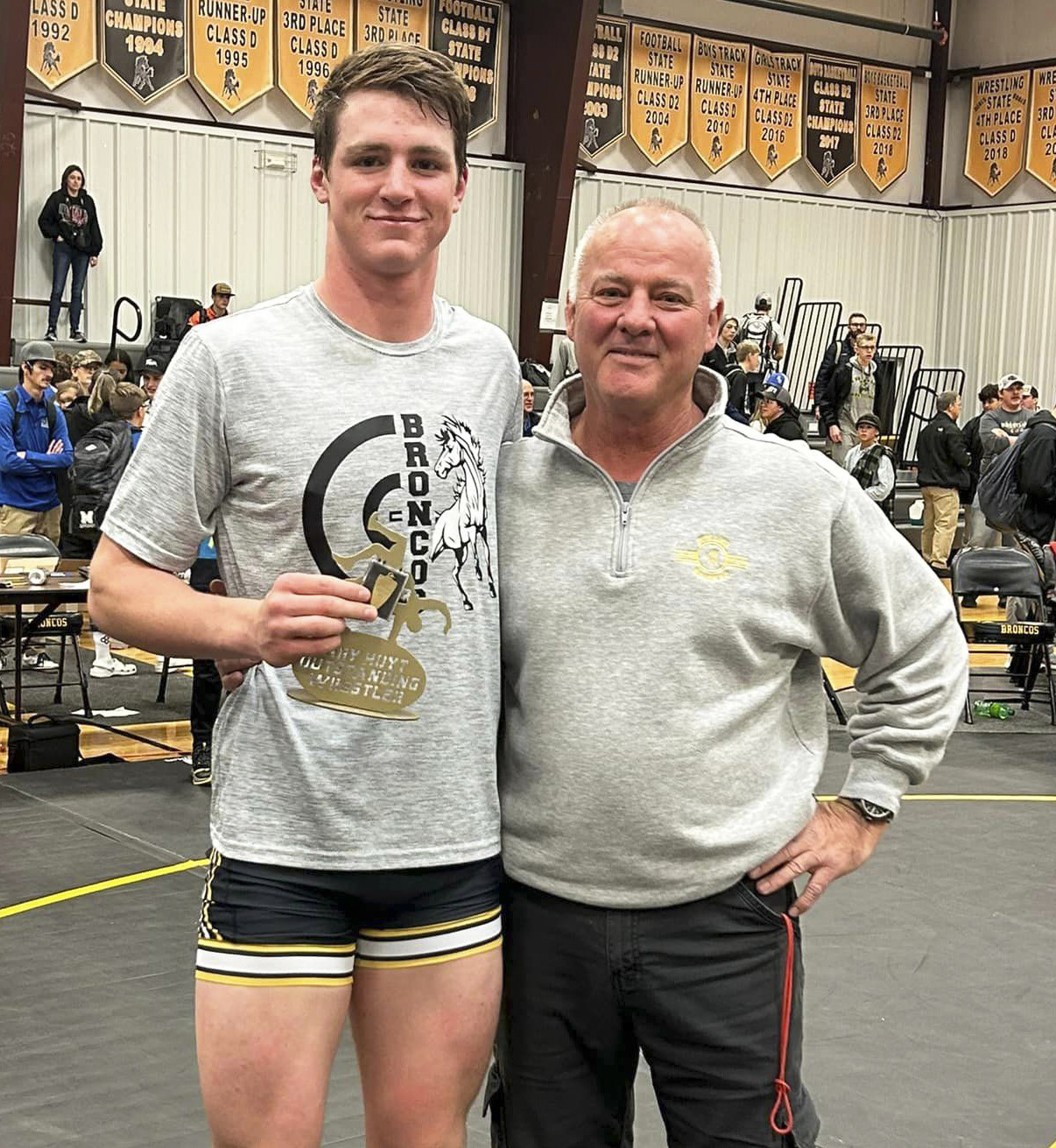 Chase Gracey with one of Gary Hoyt’s sons, Phil Hoyt. Nikki Gracey