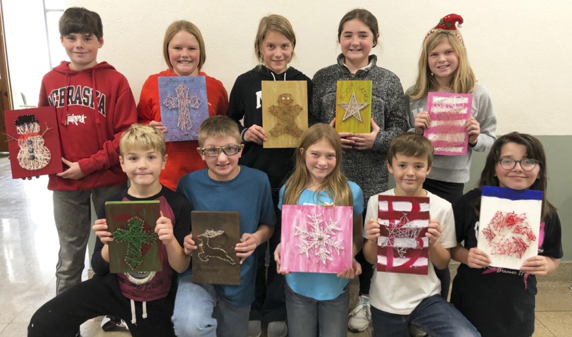 5th graders create string art pieces