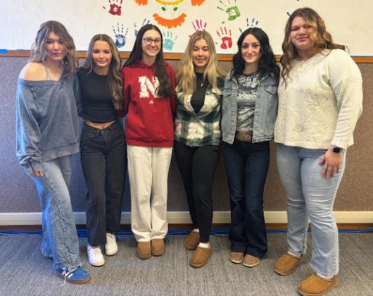 MHS seniors working on Spanish projects are pictured l-r: Medora DeNaeyer, Maggie Haesler, Allie Boyer, Keragan Welch, Fayth Brown, Mia Flores-Green. Dominique Werner