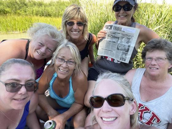 The Tribune made it down the Middle Loup River on a girls tanking trip with Terry Fisher. Pictured front: Wendy, Nikki. Middle: Michele, Tova, Janet. Back: Kathy and Terry.