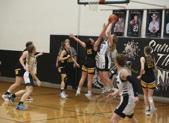 Mercedes Garner on defense in Thedford last Tuesday. Megan Andersen