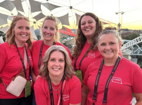 Sarah Hardin (back left) is pictured with the Nebraska Department of Education Digital Learning Director, Dorann Avey (front left), and other Nebraska teachers that won a trip to InstructureCon. courtesy photo