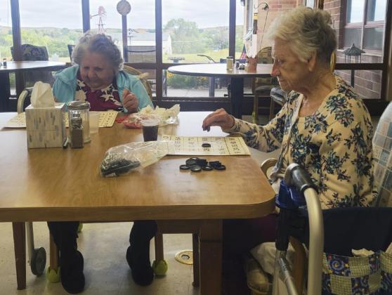 Nadene Andersen and Ann Connell during craft time a couple weeks ago.