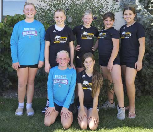 The Mullen 5th grade volleyball team placed 2nd at the Paxton tournament last Saturday, Oct. 10. Pictured back, l-r: Tatum Deibler, Sadie Hoyt, Marki Finney, Zandra Hebbert, Payton Moore. Front: Daryl Deibler, Avery Pollard. In the 6th grade division, the Mullen team placed 3rd out of six teams. Justa Deibler