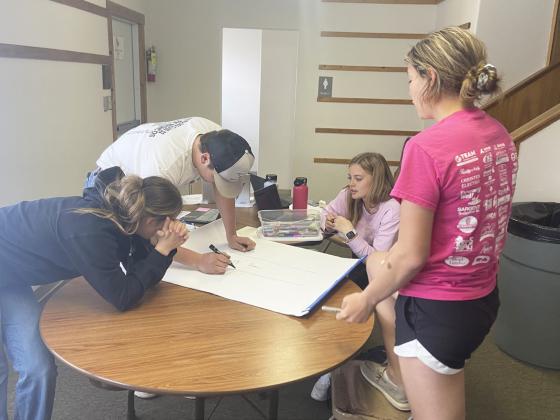 L-r: Whitney Jennings, Deacon DeNaeyer, Lauren Schoonveld and Medora DeNaeyer during Sandhills Leadership last school year. courtesy photo