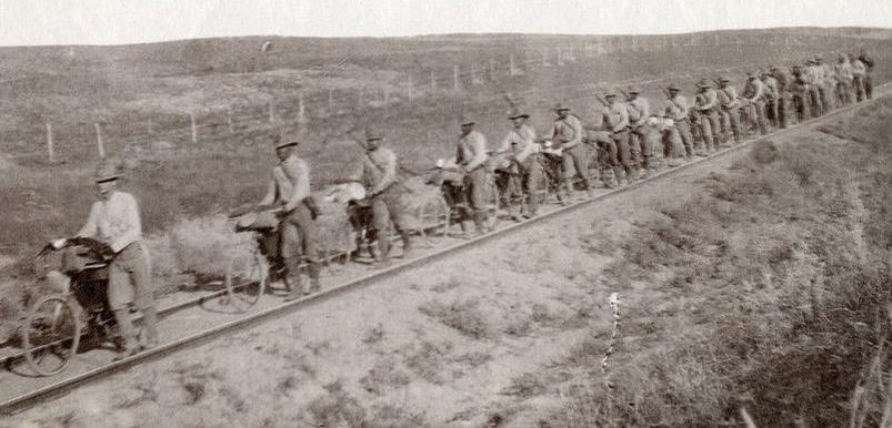 It is thought that this photo of the bicyclists was taken somewhere east of Alliance along the CB&amp;amp;Q tracks in the Sandhills. courtesy photo