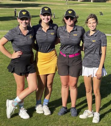 Pictured at the District Golf meet last week, l-r: Hope Miller, Ashlyn Simonson, Corynn Corbin, Brooke Williams. Bo Cribelli
