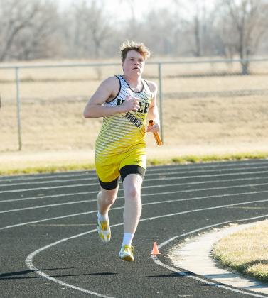 Ethan Hardin running the 4x800 relay earlier this season at Hershey. Megan Andersen