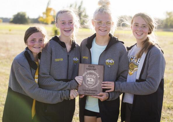 MNAC Junior High Girls Champions, l-r: Kalli Licking, Sydnee Cheever, Tierston Moore, Harper Andersen. Megan Andersen