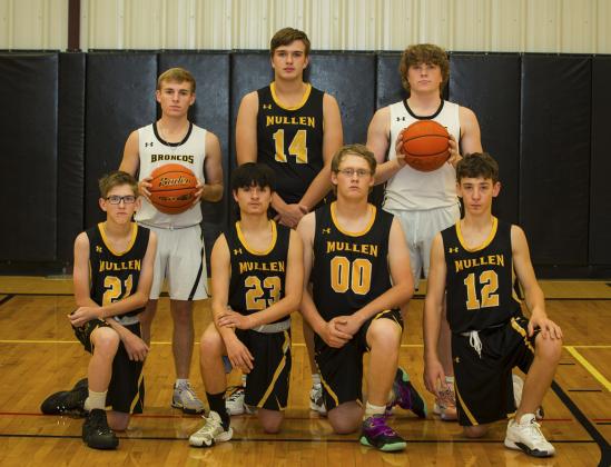 MHS Boys Basketball, back l-r: Kyle Finney, Jacob Walker, Ethan Hardin. Front: Curtis Wiese, Nicholas Gonzalez, Daniel Wright, Hunter Brown. Not pictured: Brandon Hardin, Alex Werner. Megan Andersen