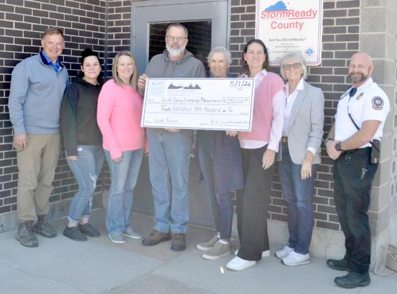 Pictured l-r: Corey Crandall, Keith County Board of Commissioners chairman; Zoey Gorham, dispatcher; JoAnna Swisher, dispatcher; David Kling, Keith County Emergency Manager; Mary Pierce, Keith County Foundation Fund advisory committee chair; Amber Kuskie, KCFF committee member; Angie Kolste, KCFF commitee member; and Jordan Meininger, Keith County Emerngency Medical Services chief. courtesy photo