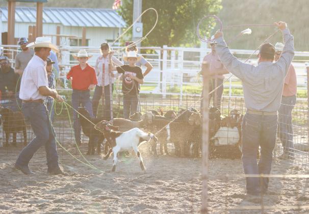 Willy Hicks and Jay Lovitt with a catch in the goat roping. Gerri Peterson