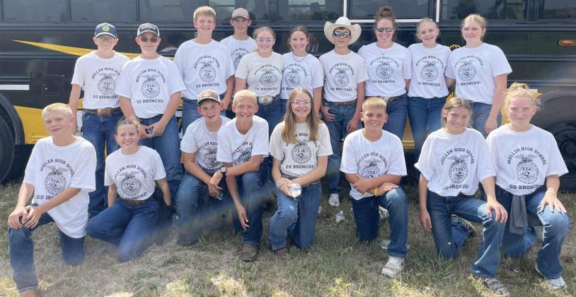 Mullen FFA members competing in Range Judging last week are pictured back, l-r: Oakes Miller, Collin Donohoe, Hayden Deibler, Cort Cox, Kassidy Cheever, Hope Miller, Brandt Mundorf, Morgan Hassett, Hadley Marsh, Hayley Donohoe. Front: Weston Ourada, Audrabell Werth, Colin Connealy, Teal Peterson, Chloe Wiese, Carson Hegland, Olivia Cox, Kendall Vinton. Kelsey Phillips