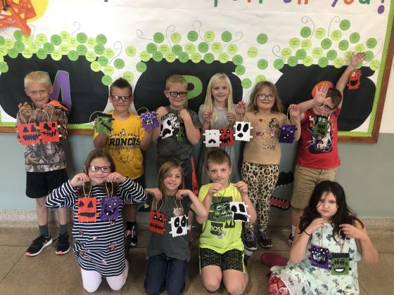 The second graders are pictured, back l-r: Teal Peterson, Carson Hegland, Collin Donohoe, Hadley Marsh,