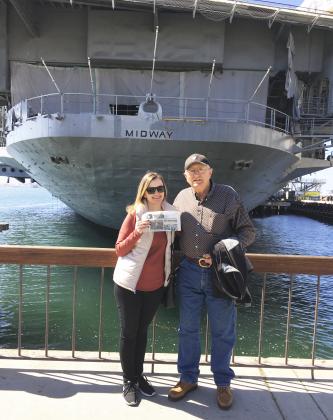 Jim Hoffmann with his daughter, Nicole Hoffmann, at the USS Midway Museum in San Diego, California, in February.