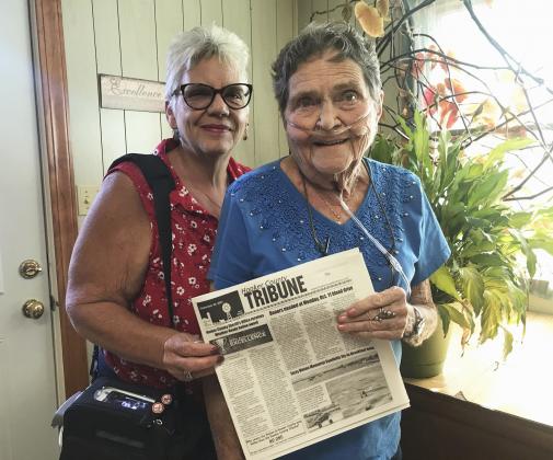 Subscriber and Nebraska native Donalee Dietrich (right) of Mars, Pennsylvania, and her caretaker Annie Grebiner stopped by the Tribune office on Oct. 5 when they were in Nebraska. A month later Donalee passed away. She was thrilled to have made it back home to Nebraska one last time.