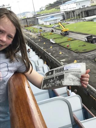 Felicity Champion going through the new Panama Canal.