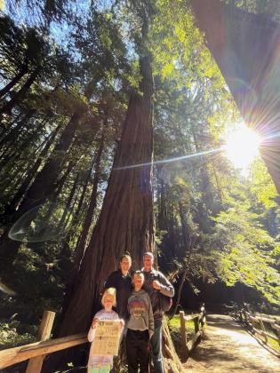 The Petersons at the redwoods at Muir Woods National Monument.